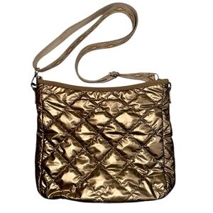 Quilted Puffer Crossbody Bag Gold